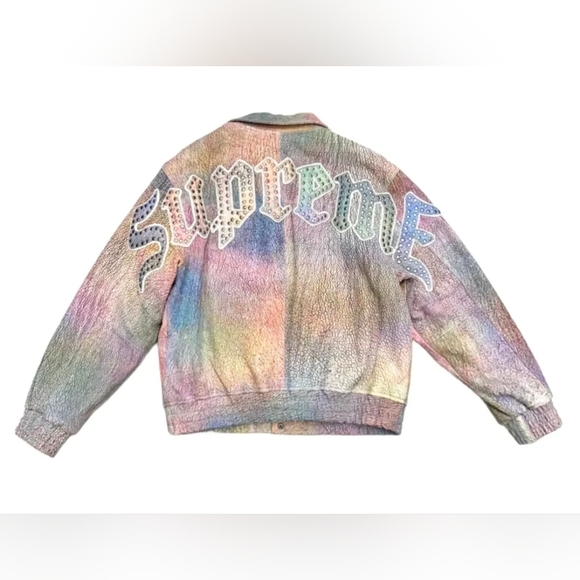 Supreme Multicolored Pebbled Leather Varsity Jacket RARE - Picture 14 of 14